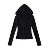 Sudadera con capucha y media cremallera cálida y sexy Derong Otoño e Invierno para Mujer 2025 Cintura Estrecha Apariencia Adelgazante Top Deportivo de Yoga