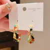 Pendientes Irregulares Geométricos en Forma de C Retorcidos con Cuentas de Piedra Aguja de Plata Estilo Étnico Retro Nicho Pendientes de Alta Gama para Mujer
