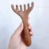 Massageador de Cabeça Meridianos de Chifre de Veado e Sândalo, Ferramenta de Coçar Cabeça de Dupla Utilização, Bastão de Acupressão com Bolas de Cinco Pontas para Cuidados com o Cabelo