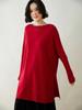 Outono e inverno 2024 Nova camisa feminina de comprimento médio com gola redonda Nova blusa preguiçosa e solta Suéter de caxemira