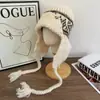 Gorro de Trampero Tejido Fair Isle Coreano para Mujer Versátil Corbata Cálido Elegante Retro Tejido Lana Gorro de Punto Moderno