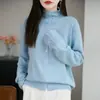 Cardigan de Tricô com Lantejoulas, Gola Alta Meia e Recortes para Mulheres, Novo Estilo Outono e Inverno 2025, Jaqueta de Tricô Europeia
