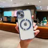 Adecuado para funda de teléfono iPhone15ProMax Apple 13/14 carga inalámbrica chapado anillo de atracción magnética transparente 12 funda blanda