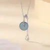 Yuebao Jewelry Collar de Plata de Ley S925 Jade Azul Natural Hebilla de Paz Colgante de Calabaza Tendencia Nacional Cadena de Clavícula de Nicho