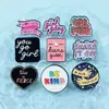 Broche Geométrico Estilo Europeo y Americano con Accesorios de Aleación Esmaltada, Insignia de Decoración de Ropa y Bolsos con Forma de Corazón y Letra Inglesa