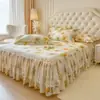Lençol de elástico acolchoado 100% algodão e saia de cama dois em um, modelo novo 2025, protetor de colchão espessado 100% algodão com saia de cama