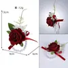 Ojal para Novio de Boda Estilo Occidental, Flores Artificiales de Rosas Multicolor, Flor de Muñeca para Novia, Accesorios de Flor de Solapa para Hombres en Cena de Fiesta de Cóctel