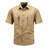Estilo Nuevo de Verano Camisas de Manga Corta Holgadas de Trabajo para Hombre Camisas Casuales para Exteriores de Algodón Puro para Hombres Jóvenes y de Edad Media