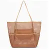 Bolsa de rede para natação de verão, bolsa de praia feminina de grande capacidade em malha, bolsa dobrável para guardar equipamentos de natação infantil.
