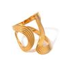 Design de nicho minimalista estilo INS transfronteiriço europeu e americano, anel aberto duplo em forma de S de aço inoxidável banhado a ouro 18k, joia para mulheres