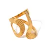 Europa e Estados Unidos transfronteiriço INS estilo design senso nicho simples ouro 18k aço inoxidável duplo em forma de S anel de abertura jóias mulheres