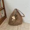 Bolso tejido de gran capacidad estilo casual y relajado para mujer, bolso de hombro de playa para vacaciones de verano en la costa, bolso tote de paja