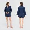Conjunto de Pijama de Dos Piezas para Mujer de Comercio Exterior Otoño Manga Larga Shorts para Mujer Jacquard de Alta Gama Transfronterizo Conjunto de Ropa de Casa Suelto para Mujer