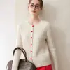 Amor a Primera Vista Botón Suave y Pegajoso con Forma de Corazón Cárdigan de Punto de Cachemira Nuevo Abrigo Suéter de Cuello Redondo Engrosado para Mujer