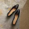 Zapatos de Abuela Estilo Francés para el Trabajo, Piel Genuina, Puntera Puntiaguda, Suela Suave Baja, Tacón Grueso Medio
