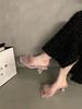 Tacones Altos Franceses, Pantuflas Peludas, Zapatos de Mujer, Ropa de Exterior, Sandalias Negras de Nuevo Estilo de Verano de Hada
