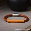 Estilo Étnico de Xizang Hecho a Mano Trenzado Simple Cuerda de Mano de Cuero de Vaca Pulsera de Cuerda de Cuero Vintage para Parejas Hombres y Mujeres