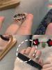 Anel punk feminino de prata esterlina 925 distinto vintage distinto antiquado boca aberta rosto sorridente multicamadas moda versão coreana