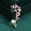 Broche de orquídea de hoja verde con esmalte y gotas de aceite, diseño de moda, temperamento, cobre de alta calidad, microincrustaciones de circonita, flor, ramillete