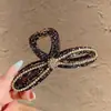 Presilha de Cabelo Laço Totalmente Cravejada para Mulheres, de Alto Padrão e Elegante, com Cristais Triturados, Estilo Francês, Inspirada em Chanel, para Coque no Topo da Cabeça