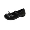 Sapatos Mary Jane Doces e Fofos com Laço para Mulheres, Novo Lançamento de Verão 2026 Versátil Bico Redondo Sola Grossa Couro Aumenta Altura