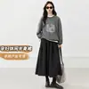 Falda de Maternidad Nueva Otoño e Invierno 2026, Falda de Línea A Simple y Casual, Suave y Versátil, Falda Larga de Paraguas Adelgazante para Mujeres Embarazadas