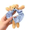 Scrunchie de pelúcia 3D super fofo de urso xadrez acessório de cabelo chique estiloso de alta qualidade feminino