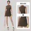 Traje de Yoga de Lyocell para Mujer, Cubriendo el Pecho, Aspecto Adelgazante, Falda Deportiva de Tenis, Falda de Yoga Anti-Exposición para Pilates