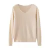 Nuevo Suéter de Punto Grueso de Cachemir 100% Puro sin Costuras de una Sola Pieza con Cuello en V en Forma de Corazón para Mujer, Jersey de Punto Holgado, Capa Base