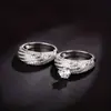 Anel de duas peças com diamantes inteiros Xiyin TEMU transfronteiriço, popular, para noivado de casamento de senhoras, usável, fabricantes, atacado