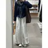 Cintura tridimensional Sarga de alta densidad Pantalones blancos con buena caída Talla grande ajustados holgados Ropa de trabajo casual Pantalones de pierna ancha