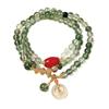 Pulseira de Fivela de Segurança Cristal Fantasma Verde Otimizado de Três Anéis Novo Estilo Chinês Pulseira de Ágata Vermelha Estilo Nacional Simples Moda Pulseira