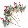 Acessórios de Árvore de Natal Transfronteiriços Folhas de Pinheiro Pinhas Frutas Vermelhas Artificiais Galhos com Frutas Série de Barbante Natal