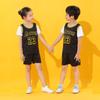 Conjunto de basquete infantil de manga curta de secagem rápida de duas peças falsas para crianças e alunos do ensino fundamental, roupa de treino para desempenho, atacado