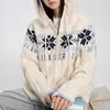 Loja Oficial F426 Marca de Tendência Nacional Primavera Novo Casal Hip-Hop Moletom com Capuz Gola de Pele Suéter Fair Isle