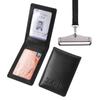 Fabricantes de fuentes, estuche de cuero genuino para permiso de trabajo, estuche de cuero con imán para certificado, estuche protector para tarjeta de trabajo, insignia, licencia de tarjeta de trabajo