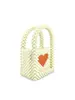Bolso de Perlas Hecho a Mano Personalizado Bolso de Mano Cuadrado Pequeño Bolsos Versátiles para Fotografía Callejera Bolso de Corazón