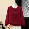 Nueva moda de otoño para madres de mediana edad: Camiseta suelta para adelgazar de talla grande, top de manga larga para mujeres de mediana edad y mayores