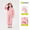 Conjunto Dududu Home para Meninos Outono e Inverno Hoodie Esportivo Infantil Roupas de Inverno para Meninas Calças Top de Bebê Roupa Infantil Espessa