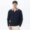 Suéter de punto texturizado con cuello y mangas largas para hombre, adecuado para primavera, otoño e invierno, estilo retro japonés, moderno color-blocking, suéter pullover holgado