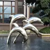 Escultura Grande de Aço Inoxidável Feita Sob Medida para Paisagismo de Jardins Externos, Praças de Campus, Esculturas Ornamentais com Elemento de Água Anel Lunar
