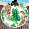 Nova Toalha de Praia Redonda de Microfibra com Estampa Digital de Animal e Planta Leopardo com Franja Venda por Atacado para Personalizar