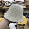 Sombrero de Cubo Tejido de Algodón Fresco Estilo ins Japonés para Mujer Verano Transpirable Ala Ondulada Artístico en Forma de Campana Sombrero de Pescador