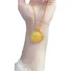 Moda Nacional estilo Chinês diamante rotativo Deus da Riqueza Amarelo colar cobre de alta qualidade banhado a ouro corrente de suéter da moda para todas as ocasiões joia feminina masculina