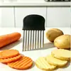 Cuchillo de acero inoxidable para cortar patatas, cuchillo corrugado, herramienta de cocina para cortar verduras, cortador elegante.