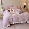 Conjunto de Quatro Peças de Veludo Leite Espesso Classe A Capa de Edredom de Veludo Coral Esculpido Lençóis Flanela Dupla Face Roupa de Cama de Inverno 3