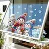 BRUP Gorro de Tricô Desenho Animado Boneco de Neve Adesivo de Janela Três Bonecos de Neve Fofos Adesivo de Decoração de Inverno de Natal BR2374C