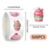 500 Adesivos, 14 Folhas de Adesivos em Rolo Estéticos Reutilizáveis com Tema de Cupcake para Capas de Celular, Garrafas de Água, Diários, Atacado de Adesivos Transfronteiriço