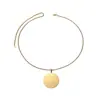 Colgante de Acero de Titanio Grabado Europeo y Americano Colgante Redondo Geométrico de Acero Inoxidable Espejo Joyería Simple Unisex Venta al por Mayor en Stock