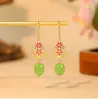 Nuevos Pendientes Ricos de Floración Estilo Chino Estilo Nacional para Mujer Jade Imitación Elegantes Versátiles para Cheongsam Pendientes de Nicho Venta al por Mayor